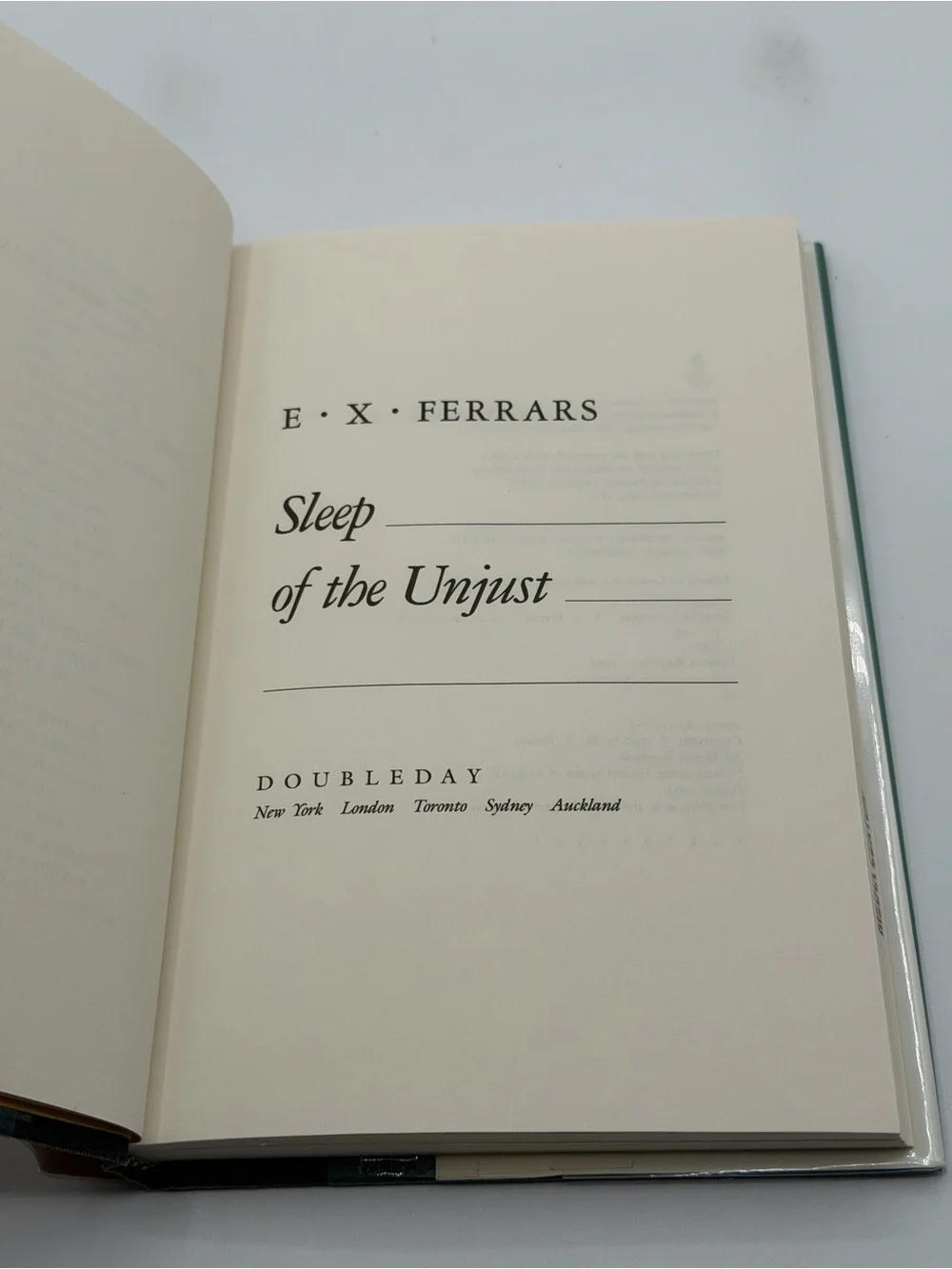 Sleep Of The Unjust by E. X. Ferrars Hardcover Book 1991 First Edition